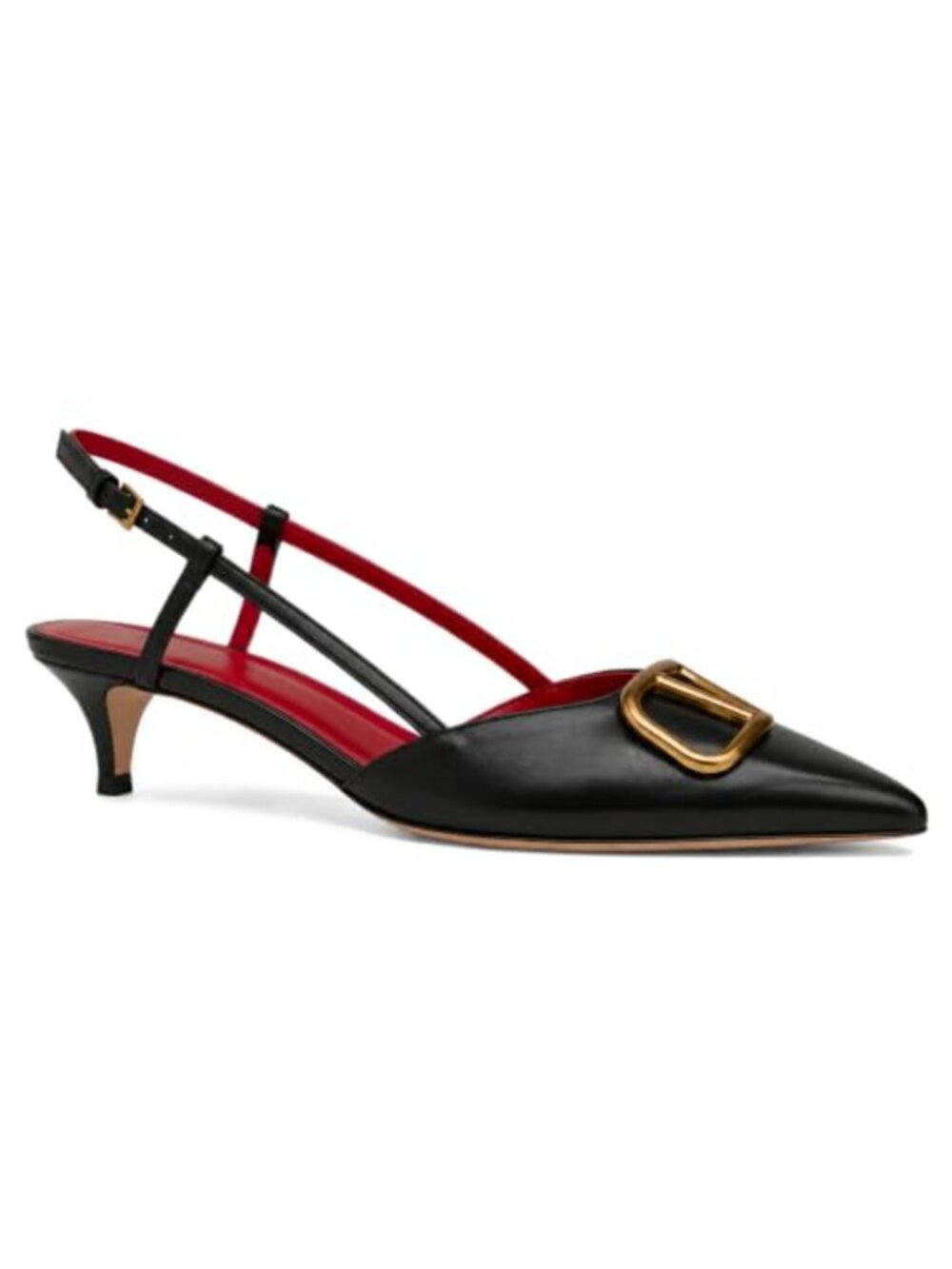 Slingback Kitten Heels Patent Leather Pumps Pointed Toe Low Heel Slip on